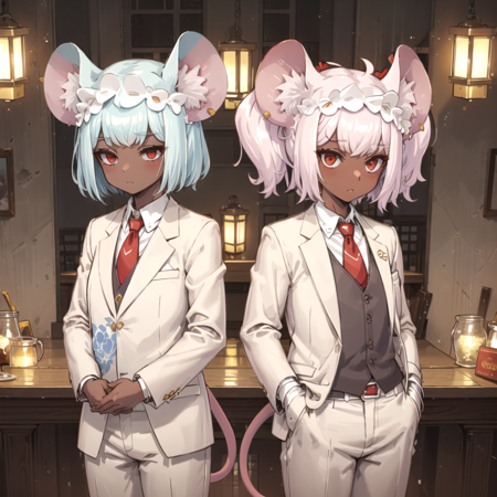 two cartoon mice in business suits and ties as  if they were businessmen, animal ears, dark ski (1).png